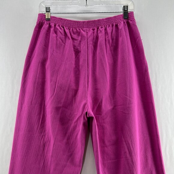 BocaBay Crinkle Pull On Pants Women 12P Elastic Waist High Rise Side Pocket Pink - Picture 5 of 10